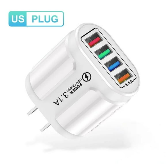 3.1A 4-port USB Charger Fast Charger Mobile Phone Charger For Samsung iPhone Xiaomi Oppo Huawei Qucik Charger Power Adapter US White