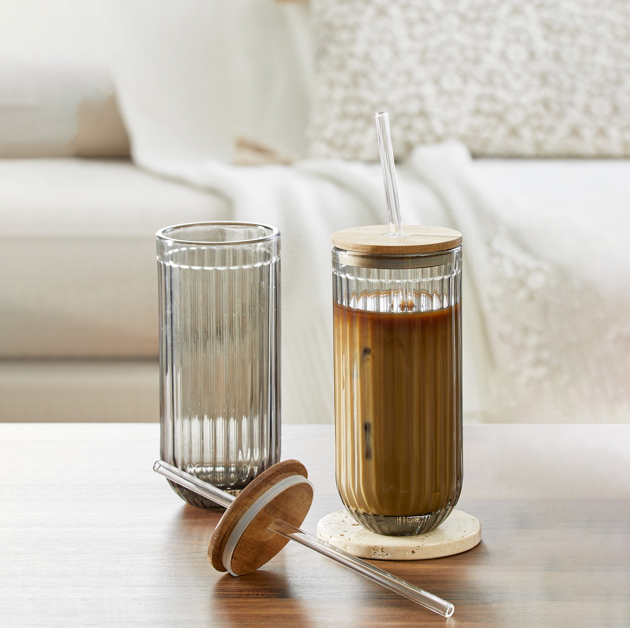 Better Homes and Gardens Smoke Ribbed Sipper 2PK