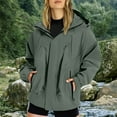 thumbnail image 2 of Vinsonshop Rain Jacket Women Utility Jacket Women Womens Windbreaker Jacket Hiking Jacket Women Packable Rain Jacket Women Waterproof Rain Jacket Womens Zip Up Jacket Dark Green L, 2 of 9