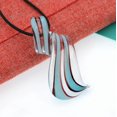 thumbnail image 3 of Besheek Murano Inspired Blue and Silver Twist Curl Glass Necklace Pendant, 3 of 5
