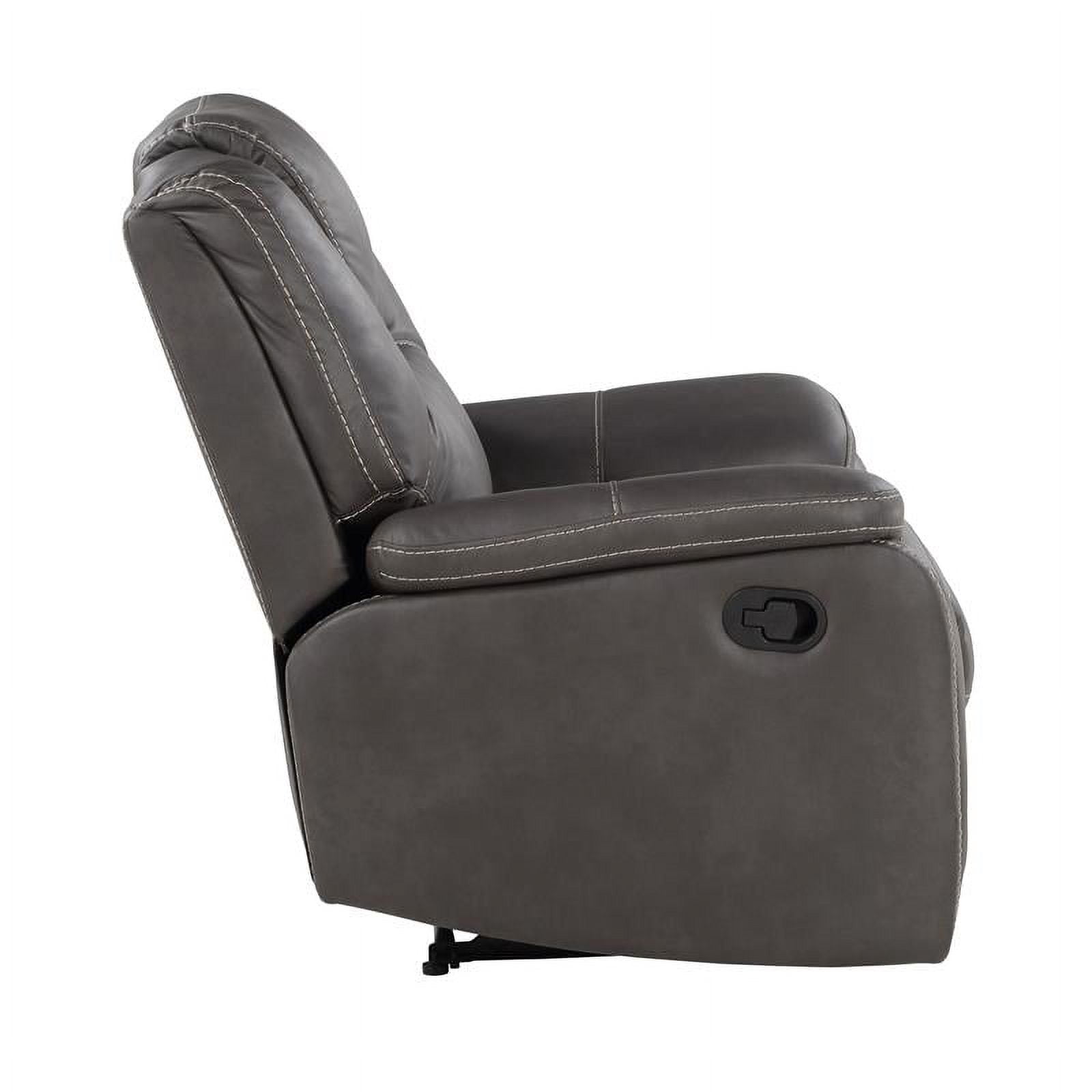Steve Silver Katrine Charcoal Gray Faux Leather Manual Recliner with Sinuous Spring Construction