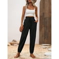 thumbnail image 6 of Women's Casual Knot Front Paperbag Waist Carrot Pants with Pockets, 6 of 6