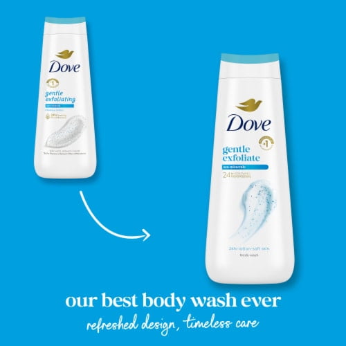 Dove Body Wash For 24hr Lotion-Soft Skin Gentle Exfoliate, Sea Minerals Moisturizing Skin Cleanser 20 fl oz - Pack of 2