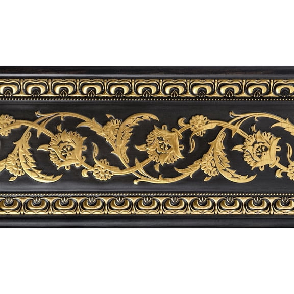 Gold Floral on Wood Tone Chair Rail 94 Inch