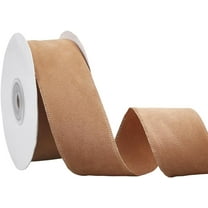 10Yards Velvet Ribbon Wired 1.5Inch Khaki Polyester Fabric Ribbon Double Face Christmas Ribbon