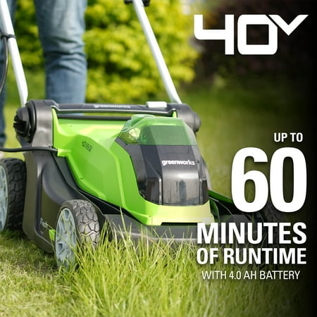 Greenworks - 17 in. 40-Volt Cordless Walk Behind Lawn Mower (4.0Ah Battery and Charger Included) - Green