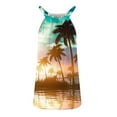 thumbnail image 5 of Penkiiy Womens Sleeveless Coconut Print Beach Tank Dress Casual Crew Neck Sundress Summer Ruffle Swing Dresses XL Yellow, 5 of 5