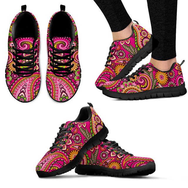 Zapatillas deportivas informales con estampado de flores de mandala bohemias para mujer, zapatos planos cómodos con cordones