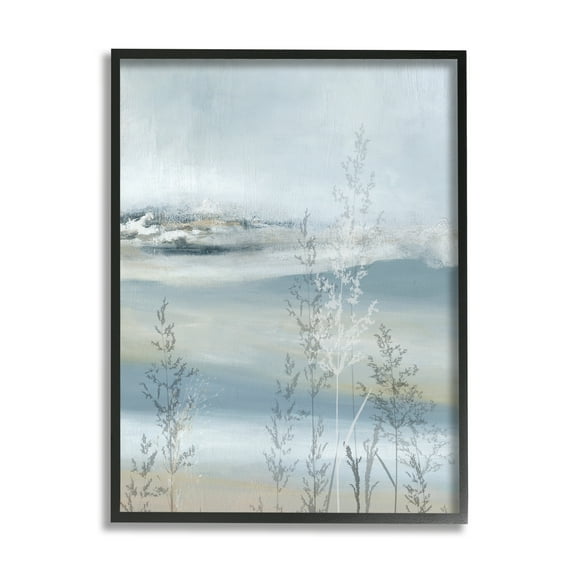 Stupell Industries Abstract Blue Landscape Abstract Painting Black Framed Art Print Wall Art, 11 x 14