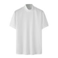 thumbnail image 4 of Men's High Neck Knit Tops, Solid Short Sleeve Slim Ribbed T-Shirt, 4 of 5