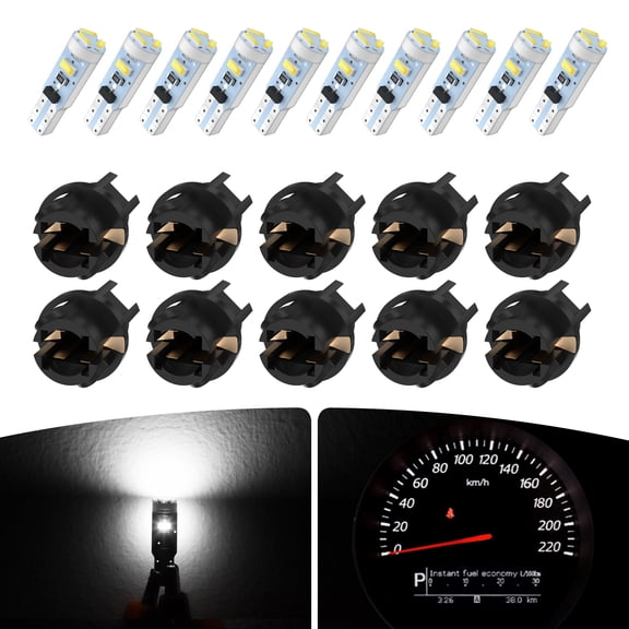 T5 LED Bulb cciyu 37 74 2721 5-SMD 3014 LED Bulb Super White 73 70 79 Wedge Led Bulb T5 Twist Socket Replacement Dash Dashboard Lights Instrument Panel Cluster LED Lamps Glove Box Light Bulb 10pcs