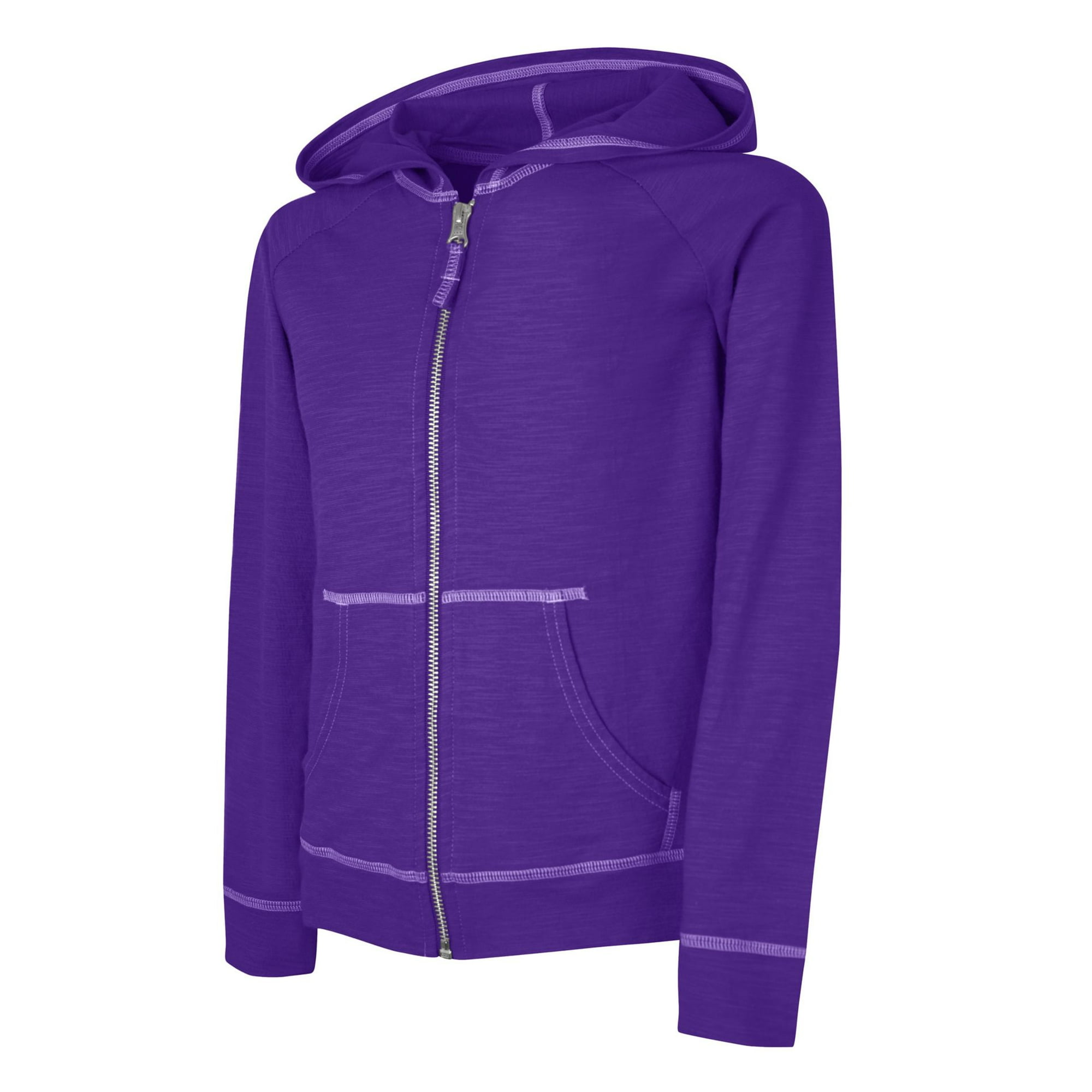Hanes Girls Slub Jersey Full Zip Hoodie S Purple Crush Walmart