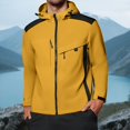 thumbnail image 2 of WTOBBY Men's Colorblock Waterproof Windbreaker Jacket for Outdoor - Hooded with Zip-Up, Multi-Pockets,Ideal for Hiking, Wind Protection, and Stylish Casual Wear,Earthy Yellow S, 2 of 8