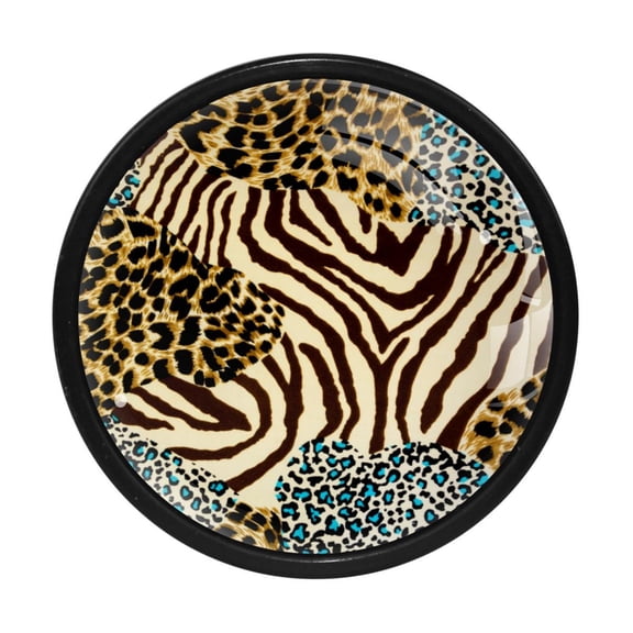 4 Pcs Leopard Texture Knobs for Kitchen Cabinet Cupboard Dresser Bookcase Drawer Pulls Handles Round Home Decor