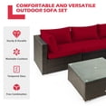 thumbnail image 3 of 5-Piece Patio Conversation Set Outdoor Rattan Furniture Set with Glass Table, 3 of 7