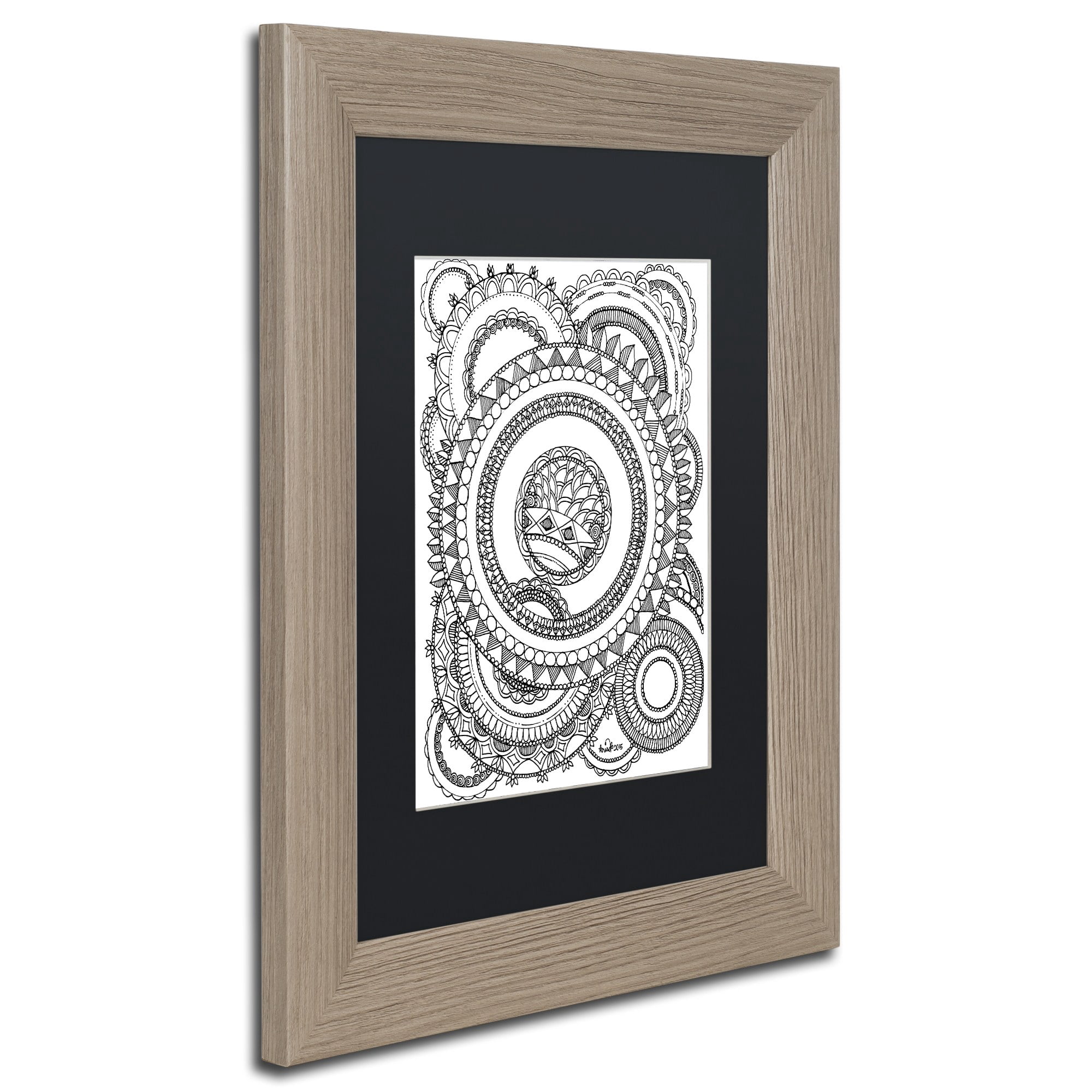 Trademark Fine Art "Circles 1" Canvas Art by KCDoodleArt Black Matte, Birch Frame