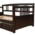 thumbnail image 6 of PAPROOS Twin Size Daybed with Trundle Included, Solid Wood Daybed with a Trundle, Heavy Duty Daybed Frame, Living Room Sofa Bed with Pull Out Bed, No Box Spring Needed, Espresso, 6 of 12