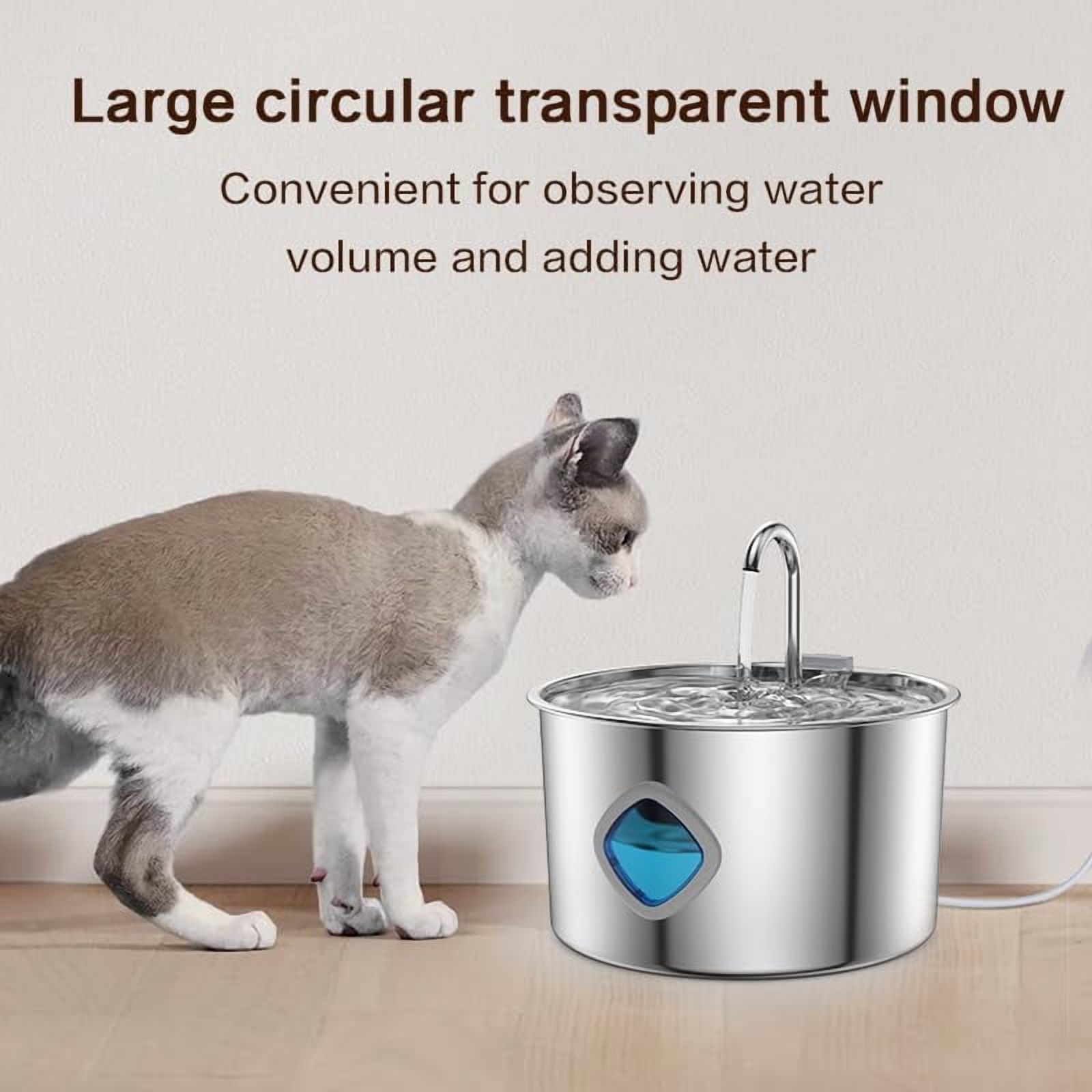 2026 New Water Fountain, 3.2l/108 oz Cat Filtered-Water Fountain, Stainless Steel Dogs Fountains with Visual Level & Quiet Pump