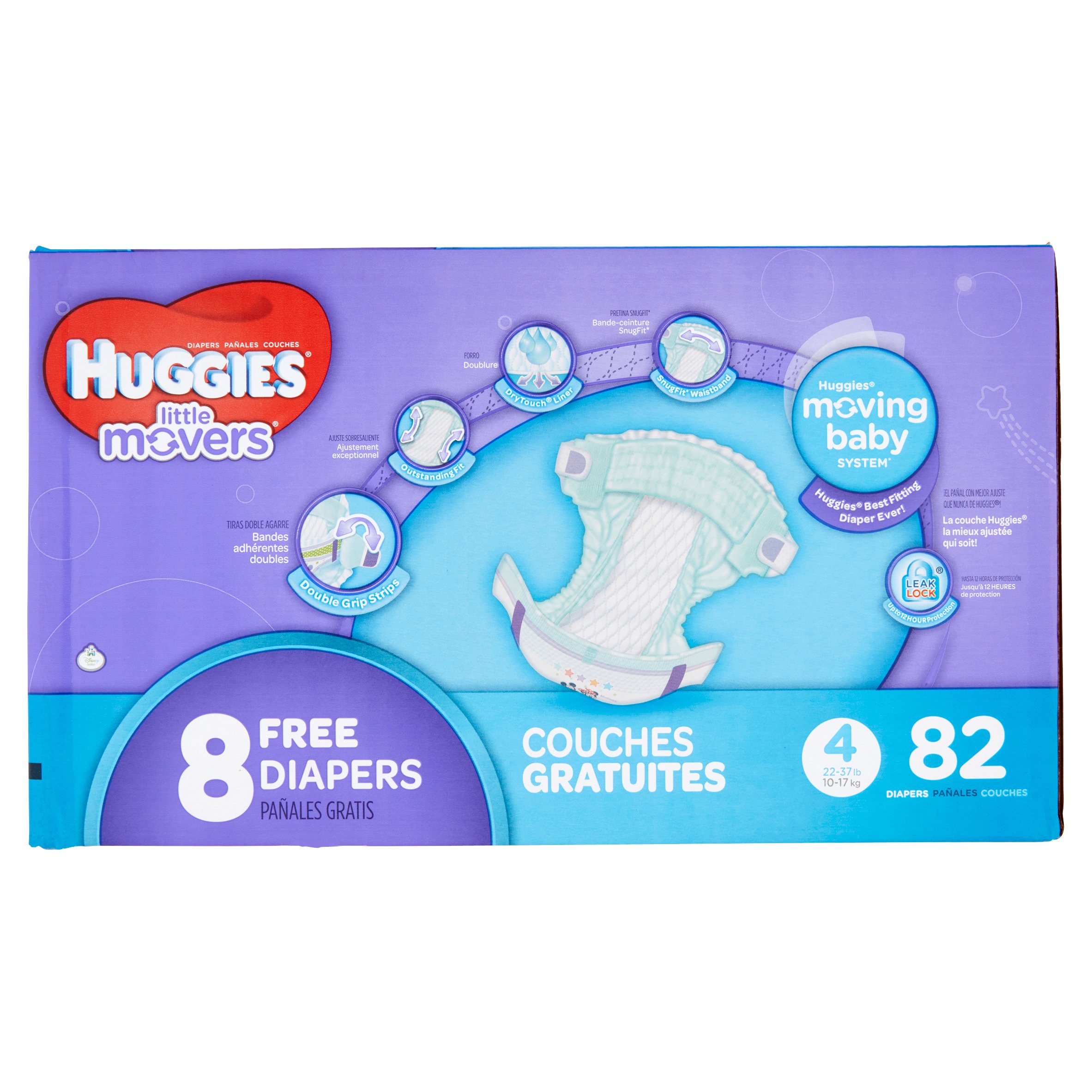 HUGGIES Little Movers Diapers, Size 4, 90 Diapers