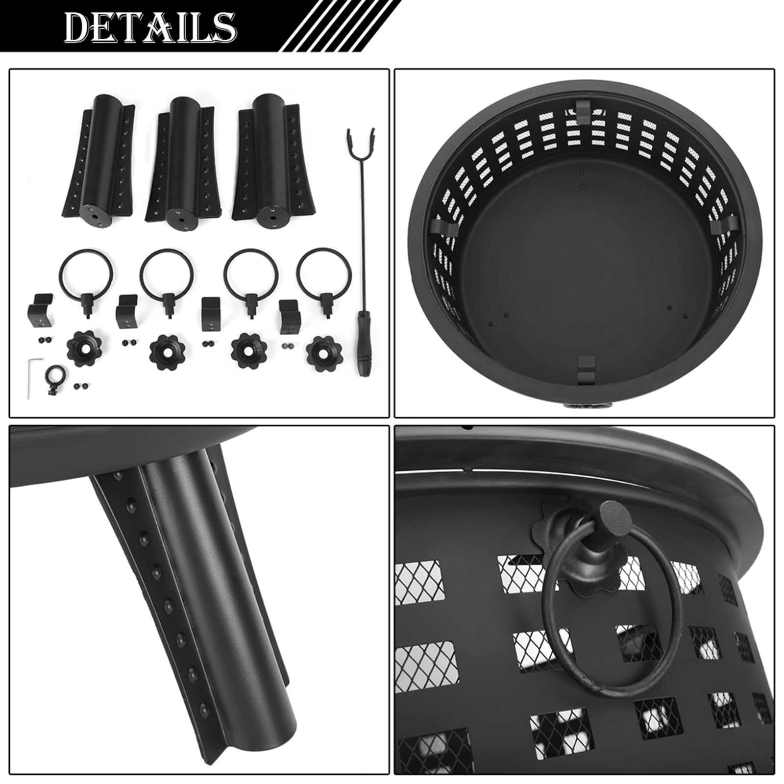 Private Jungle 26" Round Lattice Fire Bowl Black, Outdoor Fire Pit Large Bonfire Wood Burning Patio & Backyard Firepit Private Jungle 26" Round Lattice Fire Bowl Black, Outdoor Fire Pit Large Bonfire Wood Burning Patio & Backyard Firepit