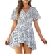 thumbnail image 1 of Mini vestido Sexy de manga corta con estampado Floral de vendaje informal de verano para mujer a la moda Fridja  qw5598, 1 of 4