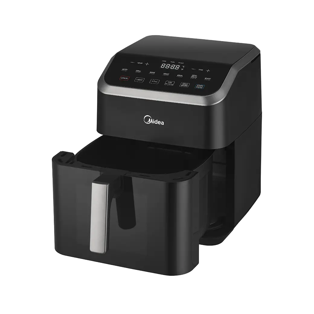MIDEA HEATXPRESS™ AIR FRYER, 7.8 QT, SEE-THRU WINDOW, 8-IN-1 OVEN, DIGITAL CONTROLS, BLACK