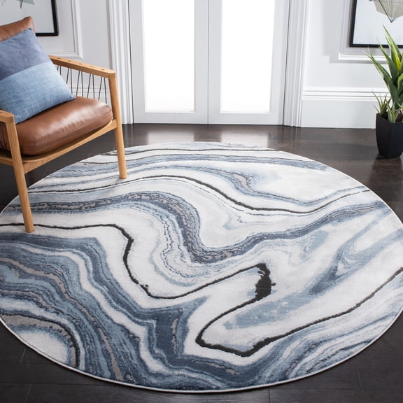 Safavieh Craft Angjelko Abstract Area Rug, Blue/Gray, 6'7" x 6'7" Round