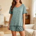 thumbnail image 6 of BUIGTTKLOP Pajamas Sets for Women Cute Star Print Summer Short Sleeve Tops Shorts Sleepwear 2 Piece Lounge Sets, 6 of 6