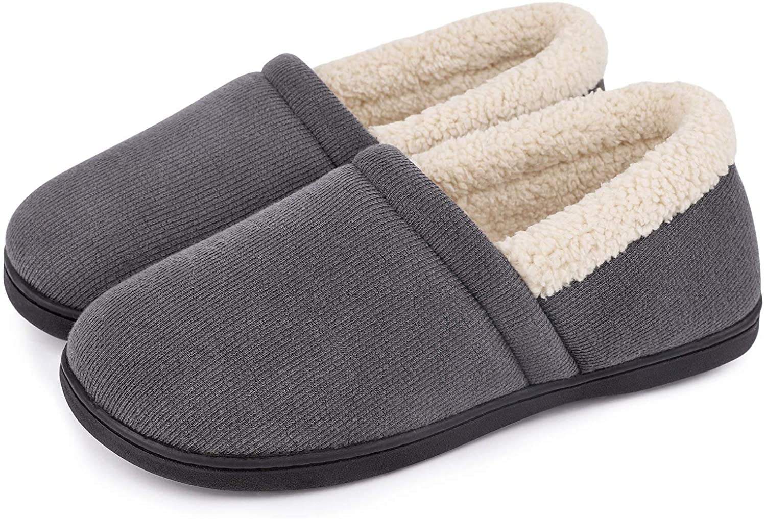 Men's Comfy Fuzzy Knit Cotton Memory Foam House Shoes Slippers w/Indoor ...