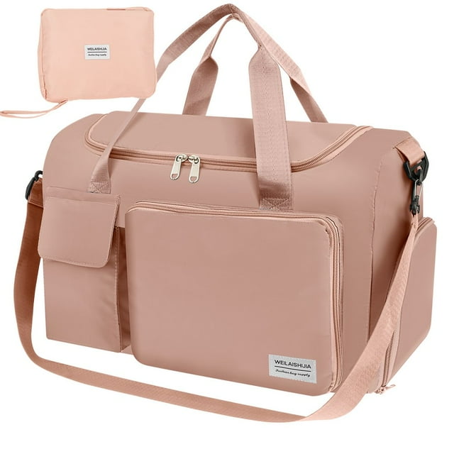 Sac de Sport de Voyage Sac Weekender pour Femmes Pliable Séparation du Sec et du Mouillé Sac Fourre-Tout de Sport Sac de Gym Portable Pliable Sac de Sport de Gym Imperméable Bagage de Cabine pour la Nuit pour Voyage Usage Quotidien Gy