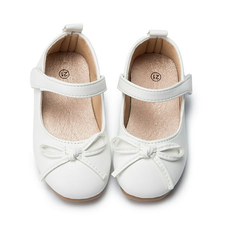 

Cathalem Sandals Size 7 Toddler Kids Leather Princess Shoes With Bow Non Slip Children Ballet Girl Student Shoes Girls Sandals White 2.5 Years
