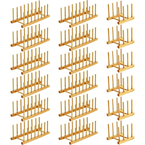 Estante para platos de madera, soporte para platos, Zopeal, 18 unidades