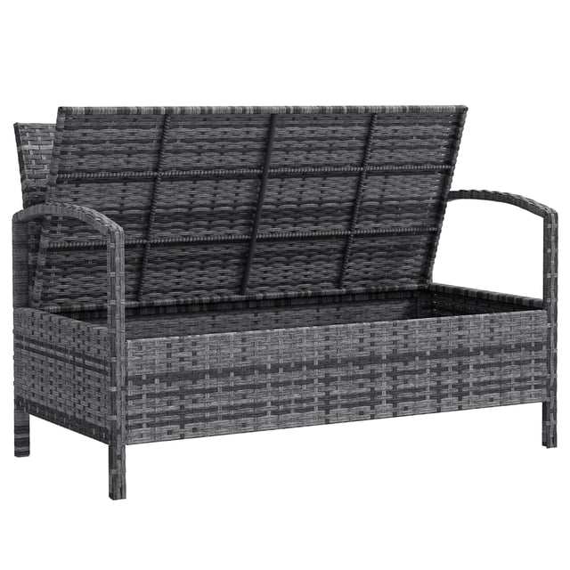 CoSoTower Banc de Rangement Extérieur de 33 Gallons, Banc de Terrasse en Osier avec Coussin, Gris
