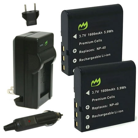 Replacement for Casio Pro EX-P700 Battery (2-Pack 1600mAh) and Charger