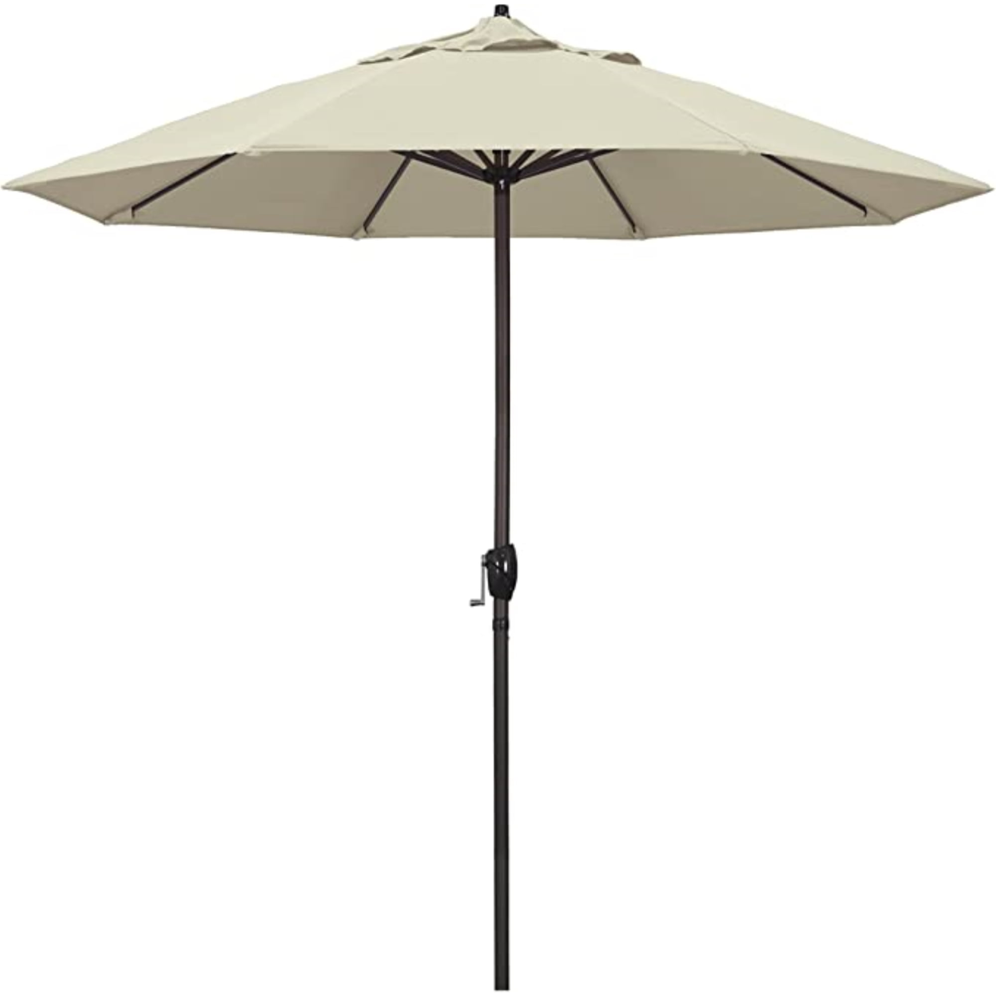 California Umbrella 9-ft Marktschirm – Fiberglas-Rippen, Kurbel, Neigbar, Bronze-Mast | Olefin-Bespannung