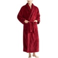 thumbnail image 5 of RYDCOT Men's Casual Fashion Solid Color Flannel Lapel Pajamas, Long Sleeved Nightshirt Pajamas Wine, 5 of 8