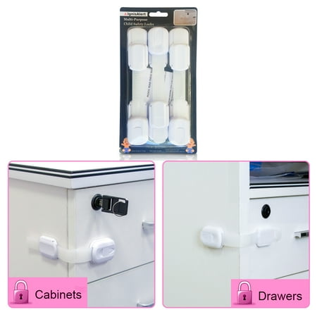 Child Safety Lock Straps 6 Pack, Versatile with Strong 3M Adhesive for Fridge, Cabinets, Drawers, Dishwasher, Toilet Seats