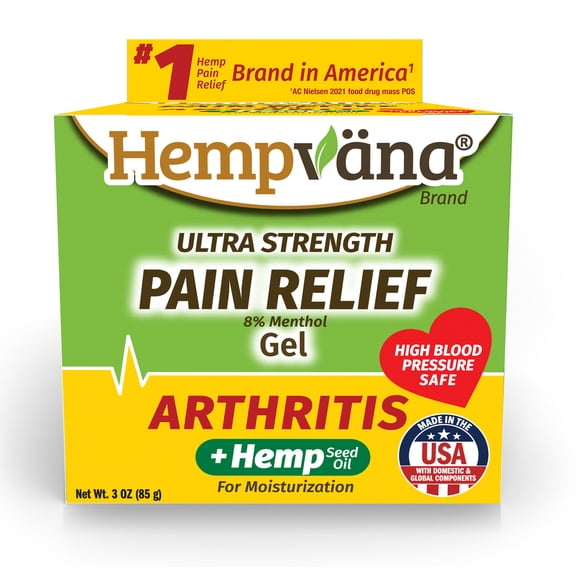 Hempvana Arthritis Pain Relief Gel, Targetsand Relieves Pain Fast, with Glucosamine and Chondroitin