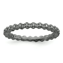 Sterling Silver Diamond Black-plated Ring
