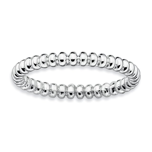 Sterling Silver Stackable Expressions Rhodium Beaded Ring Size 5
