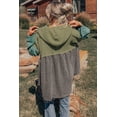 thumbnail image 2 of Women's Laurel Green Colorblock Patchwork Hooded Top with Wide Sleeves - [ZhiHiMeRi] | (US 12-14)L, 2 of 12