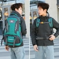 thumbnail image 5 of 60L Waterproof Hiking Backpack with Reflective Strips & Safety Whistle, Large Capacity Multi-Pocket Nylon Rucksack for Camping Travel (Green), 5 of 11
