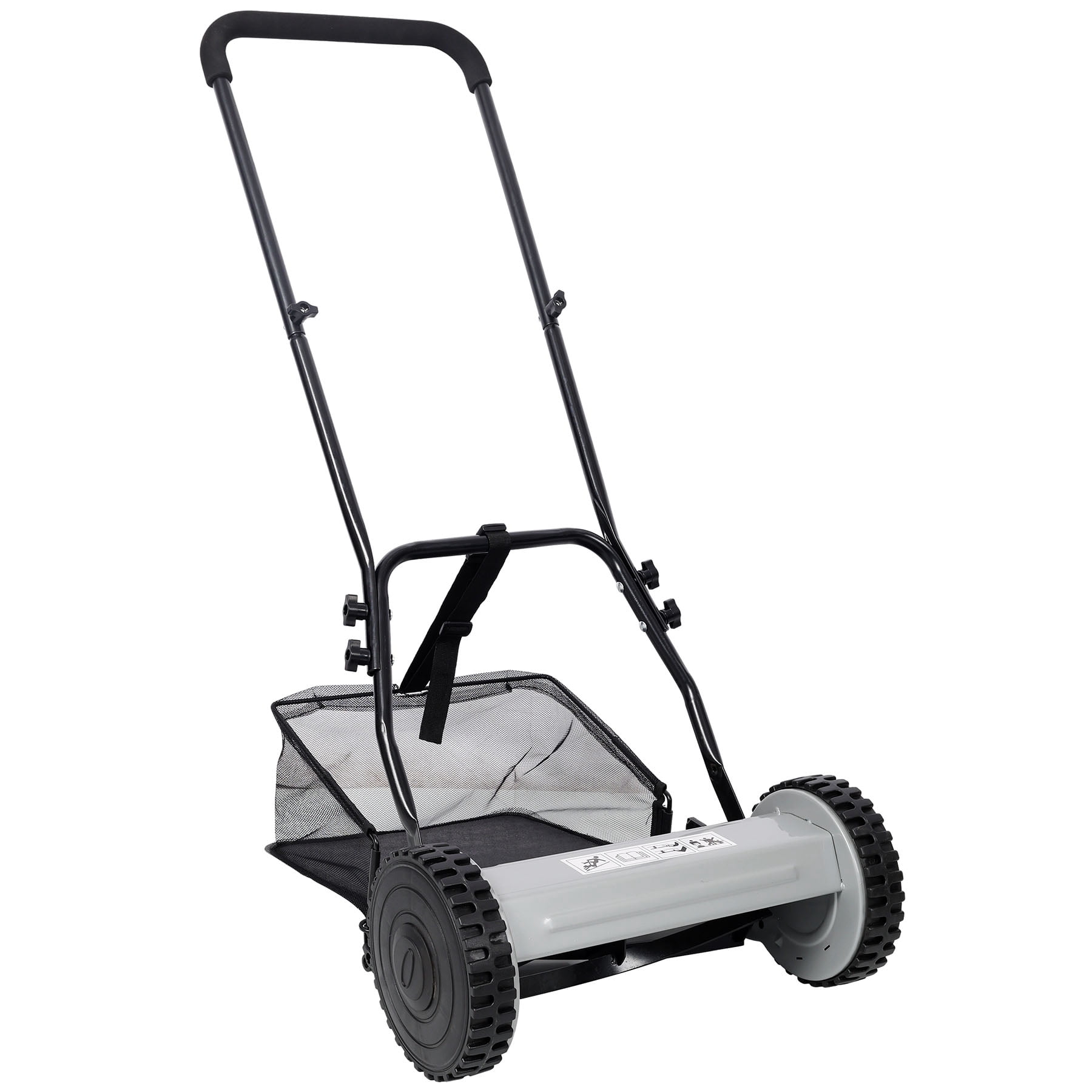 S-HOME 14" 5-Blade Push Reel Lawn Mower with Adjustable Height & Grass Catcher