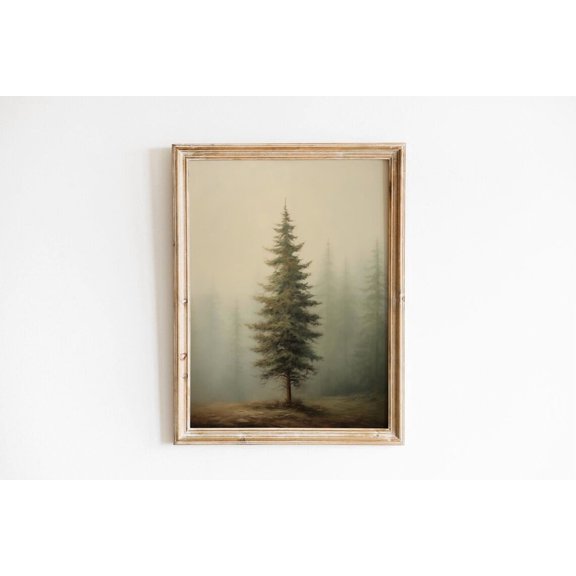 Vintage Neutral Winter Tree Art Winter Pine Decor Moody Forest Wall Art Winter Wall Art Decor Winter Nature UNFRAMED Poster, 8x12