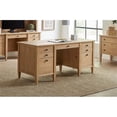 thumbnail image 3 of Pemberly Row Modern Wood Double Pedestal Wood Desk Fully Assembled Light Brown, 3 of 12