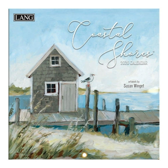 Lang Companies, Coastal Shores 2026 Mini Wall Calendar, 7'' X 7'', 12-Month Calendar with Stapled Binding
