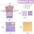 thumbnail image 2 of SwiftPulse Surprise Pop Up Happy Birthday Cards, Lovely 3D Birthday Card for Adults and Kids with Envelopes, Unique Design Handmade Foldable Greeting Cards for Daughter, Son, Mom, Dad, Friend（Purple）, 2 of 16