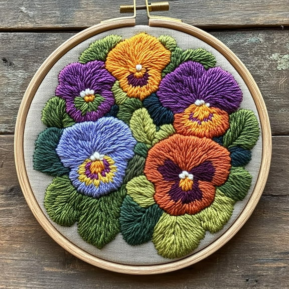 DIY Punch Needle Kits Pansy Flowers Easy for Beginners Punch Needle Embroidery Set with Hoop Stamped Pattern for Craft lovers and Home Decor-3