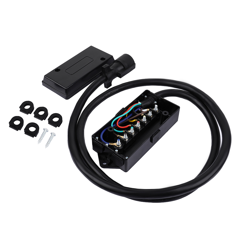 ECCPP RV 7 Way Plug Inline PreWired Trailer Cord Junction Box with 6