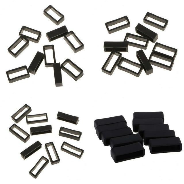 Anillos Retenedores Del Del Tenedor Del Tenedor de La Correa Del Reloj Del Silicón Negro 40pcs